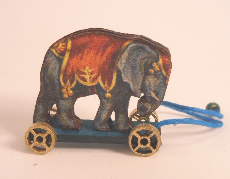 Miniature 1:12 Scale Elephant Pull-Toy KIT image 1