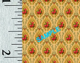 Quarter Scale, Half Scale and 1:144 Scale Miniature Antique Reproduction Dollhouse Wallpaper (47A)