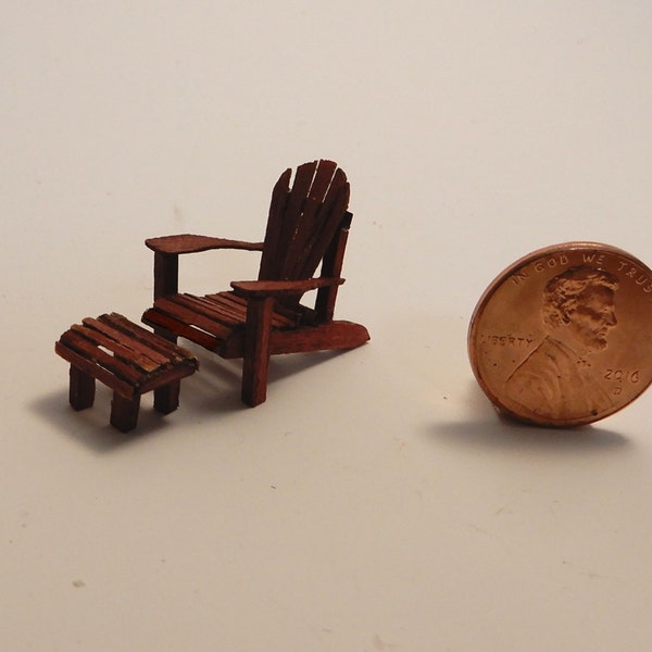 Miniature Quarter 1:48 Scale Adirondack Chair and Footstool Kit