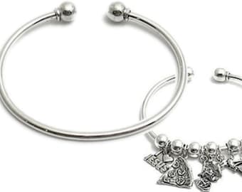 Pulsera con dije de brazalete estilo brazalete de plata
