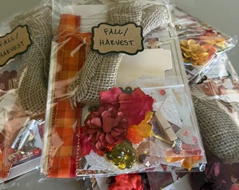 Fall Harvest Junk Journal Kit - Fall Cottagecore Craft Kit - Fall Seasonal Scrapbook Ephemera