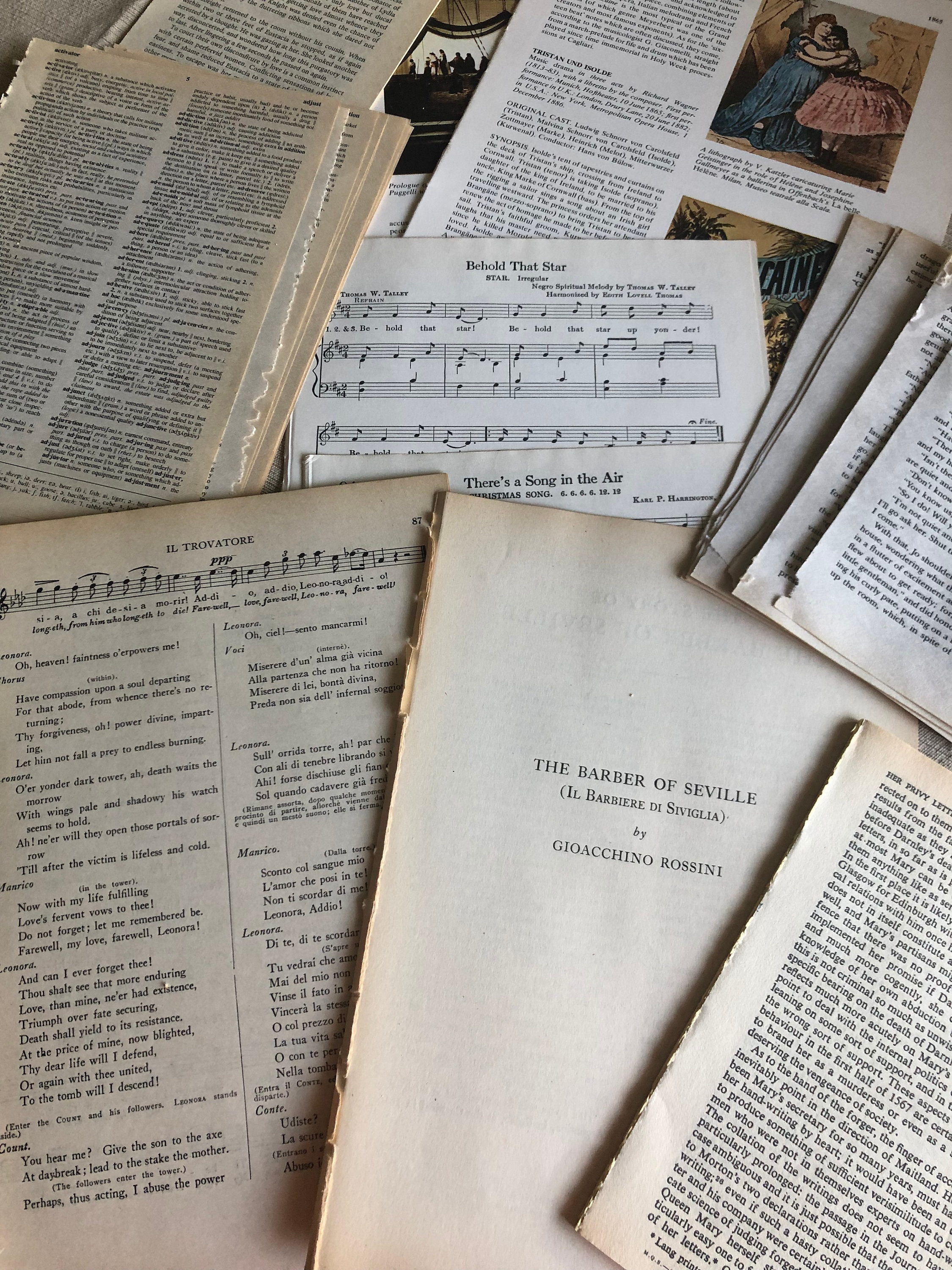 110 Pages - Vintage Book Paper Ephemera Pack, Junk Journal Kit, 1930s ...