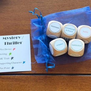 Creative Writing Dice (by Genre) - Story Prompt Inspiration - Writer's Block Help for Authors Mystery/Thriller