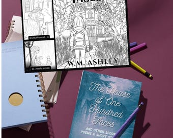 The House of One Hundred Faces Book & Coloring Book Set - Spooky Tales - Gothic Coloring Book