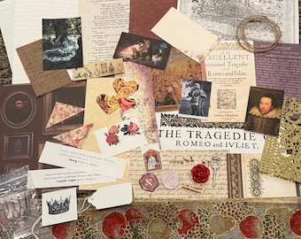 Shakespeare-themed Junk Journal Kit, Shakespeare Play-inspired Craft Kit, Vintage Print & Paper Ephemera, Elizabethan-themed Paper Ephemera