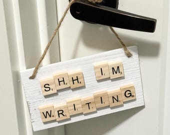 Various Door Hanger Signs for Writers, Readers, & Editors - Do Not Disturb Hanging Signs for Authors - Letter Tile Signs