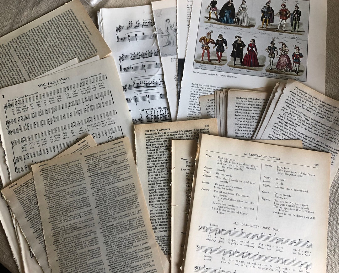 110 Pages - Vintage Book Paper Ephemera Pack, Junk Journal Kit, 1930s ...