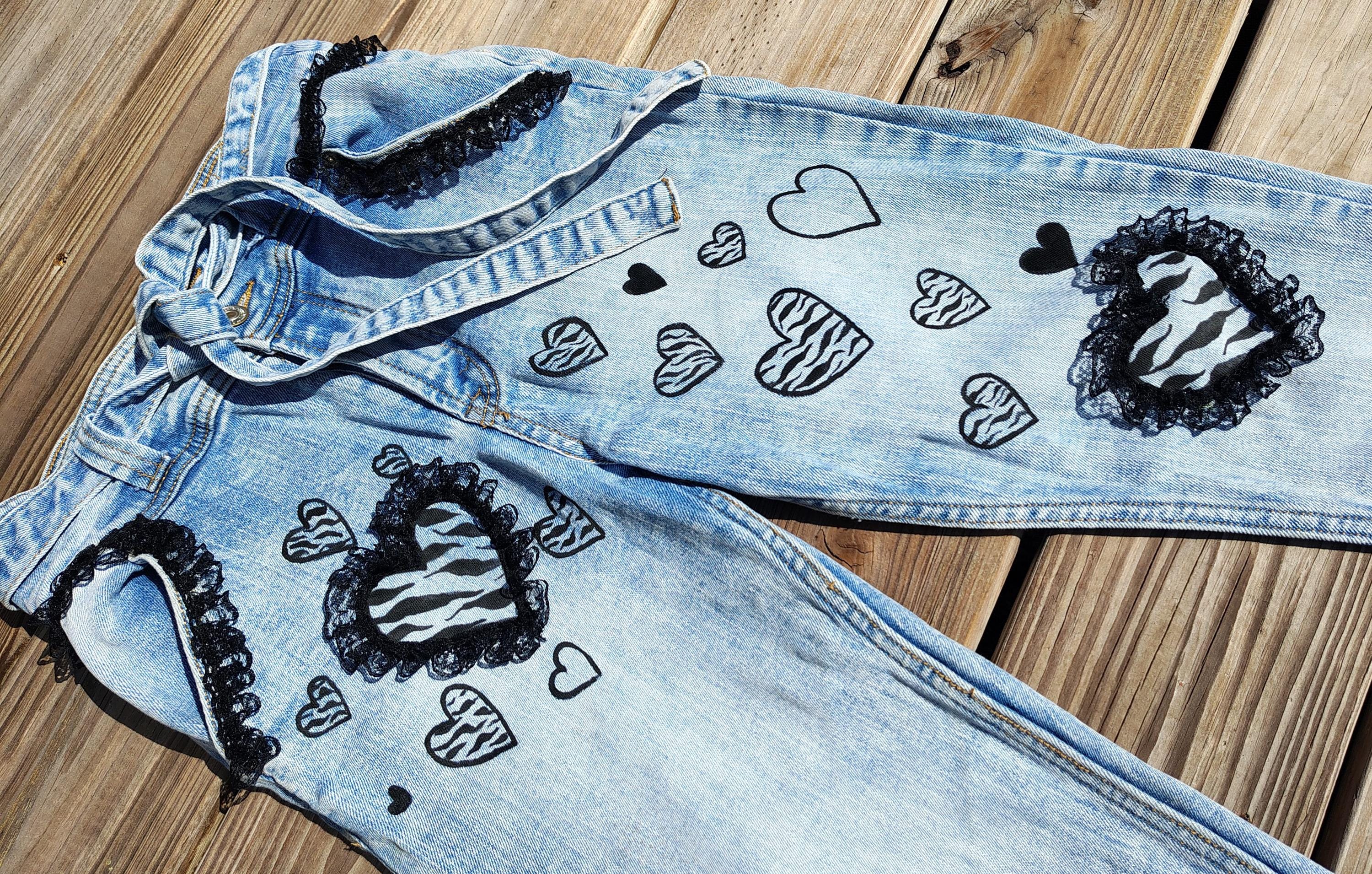 Y2k Painted Jeans - Etsy