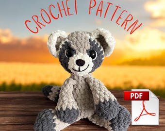 Crochet Raccoon Stuffed Toy Pattern: Easy Cuddler (PDF File)