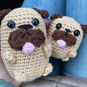 Potato pug stuffie, desk decor, amigurimi, crochet pug, crochet dog, pug squishy, best friend gift, dog mom
