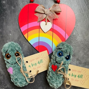 Valentine’s pickle, stuffed pickle, dill pickle toy, squishy pickle, cucumber, positive dill, crochet pickle, big dill, big deal pickle