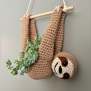 Crochet Sloth Plant Hanger: Two Pot Sizes, Hanging Planter, Many Colors
