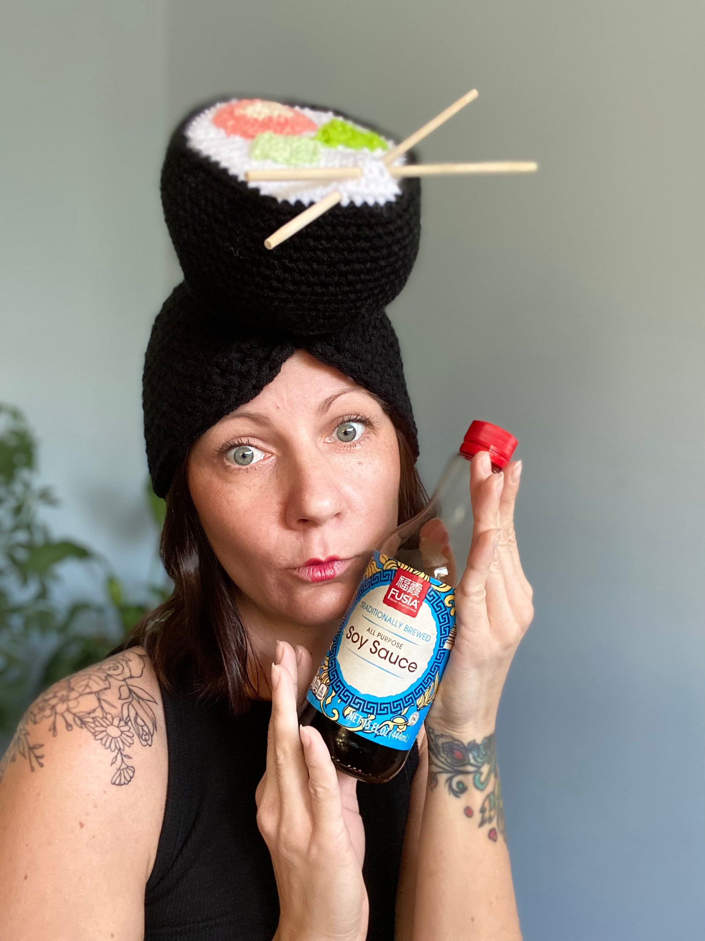 Crochet Sushi Hat With Chopsticks: Novelty Foodie Hat - Etsy display picture 1