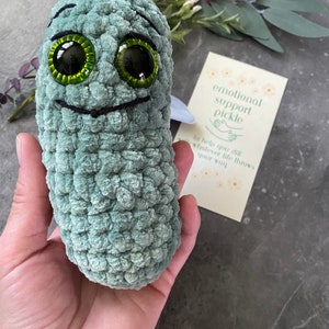 Emotional support pickle, stuffed pickle, dill pickle toy, squishy pickle, cucumber, positive dill, crochet pickle
