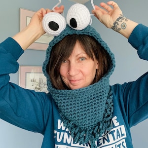 Martian inspired hoodie, crochet hoodie, hat, crochet martian, monster, alien hood, custom hoodie