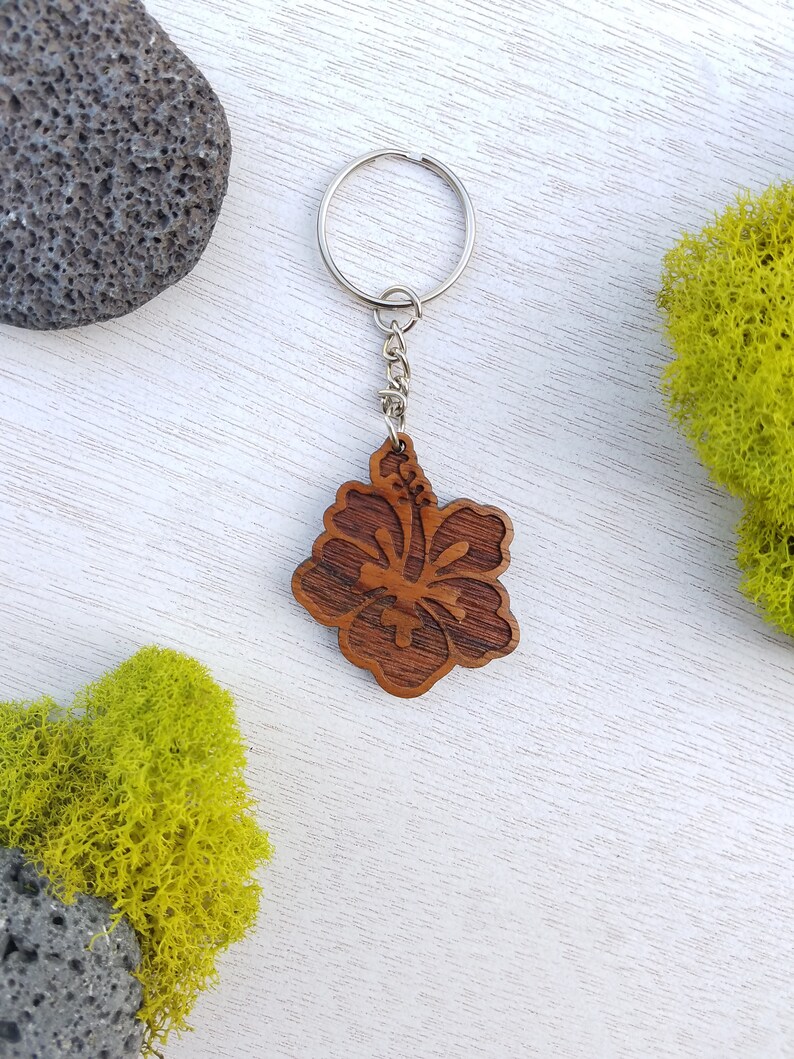 Hibiscus flower keychain