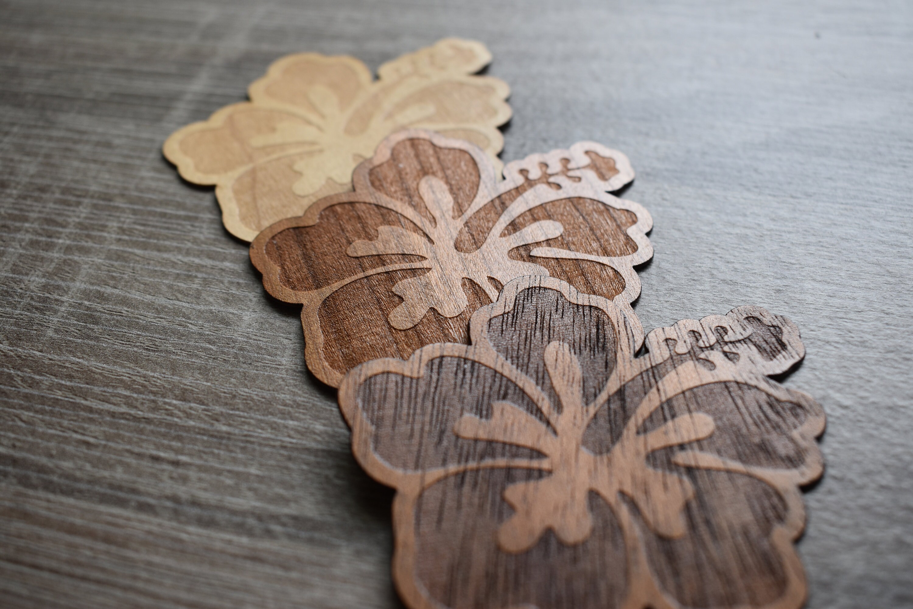 Hibiscus Hawaii Wood Sticker Laser Engraved Gifts Etsy