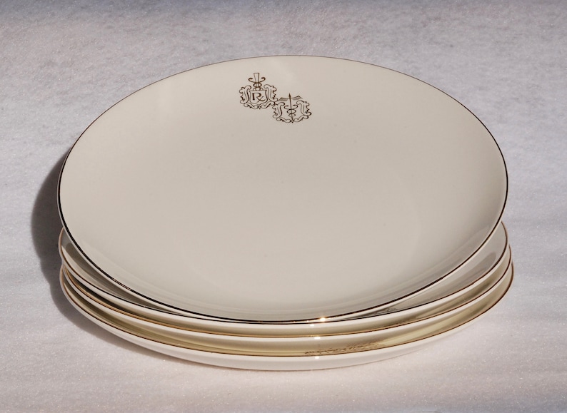 Hall China Plates With Gold PharmacistCaduceus Symbol and Trim 1960/'s Promotional Dinnerware.