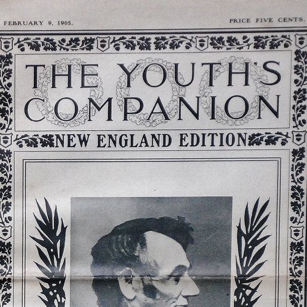 1905 "The Youth's Companion", February 9 edition featuring Abraham Lincoln....INCLUDES SHIPPING!