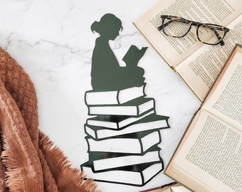 Girl Reading Book Metal Sign | Book Lover Wall Decor