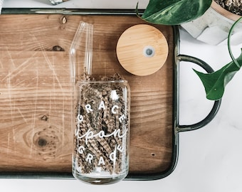 Grace Upon Grace Glass Cup | Christian Coffee Tumbler