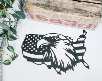 American Flag with Eagle Metal Sign