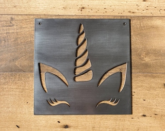 Unicorn Face - metal sign