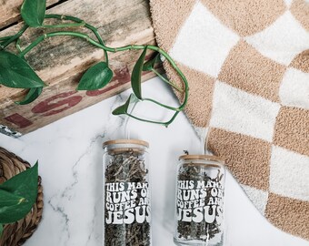 this mama runs off coffee and Jesus glass cup | christian cup