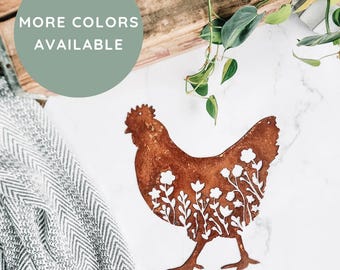 Metal Floral Chicken | Farmhouse Decor | Chicken Gift