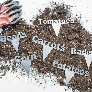 Metal Garden Marker | Vegetable | Dill Lavender Oregano Beans Corn Potatoes Radishes Zucchini Lettuce Spinach Tomatoes Cucumber Peppers Peas