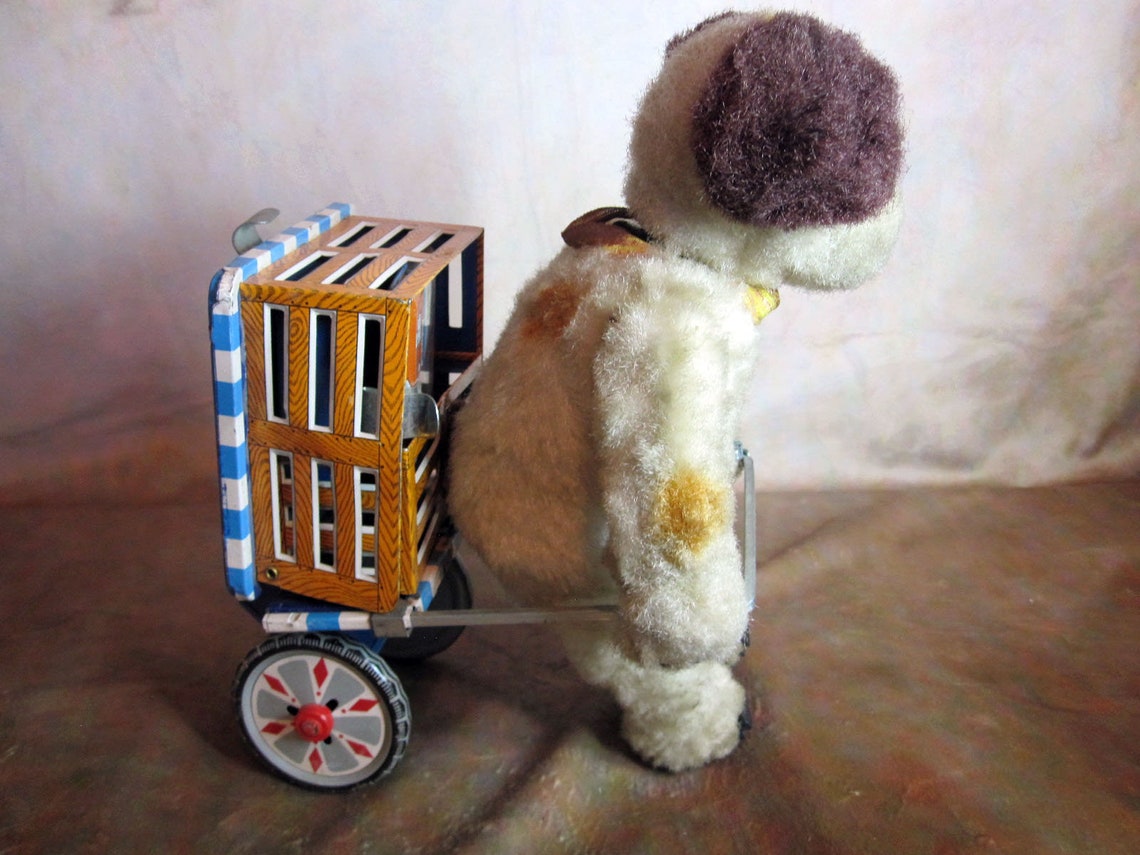 Antique Toy of Dog Pulling Luggage Cart | Etsy