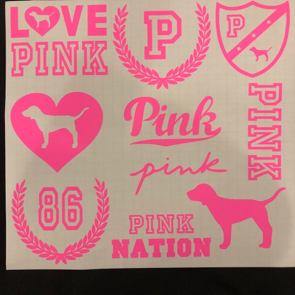 Victoria's Secret PINK 4" permanent vinyl decal 10 sticker set