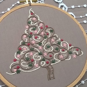 Christmas tree Embroidery KIT Hand Embroidery pattern DIY hoop art christmas wall decor needlepoint kits image 6