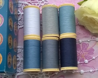 Creative pack of 6 Gloving waxed cotton thread - "ciel" - Fil au chinois - Fil à gant
