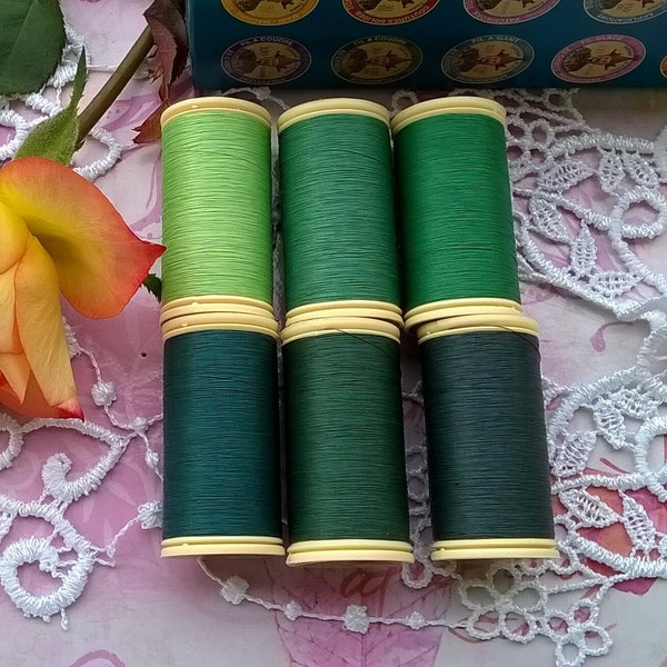 Creative pack of 6 Gloving waxed cotton thread - "vegetal" - Fil au chinois - Fil à gant
