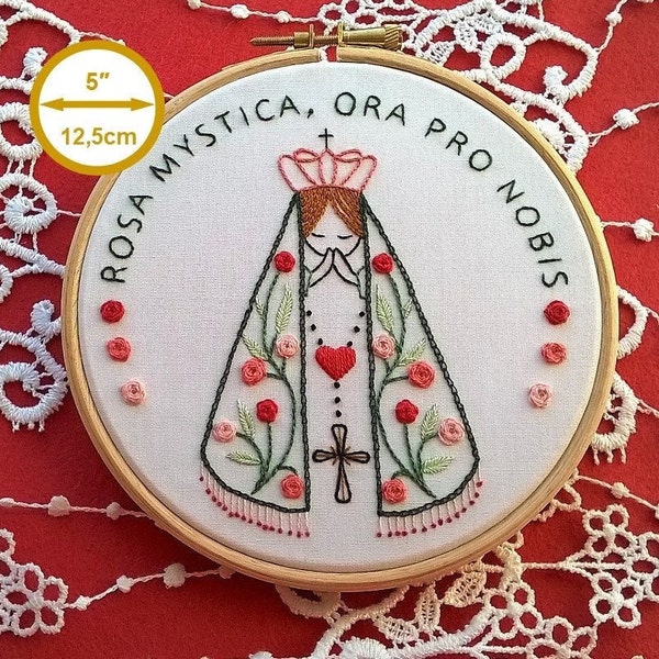 Kit de broderie traditionnelle - Vierge Marie - Rosa Mystica , ora pro nobis - kit de broderie chrétienne -