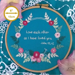 hand embroidery KIT -  Love each other -  hand embroidery design - beginner needlepoint kit - modern embroidery - Christian  Embroidery kit