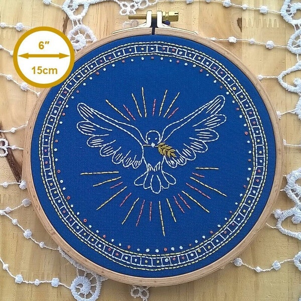 Embroidery KIT - dove of peace - Embroidery pattern - embroidery hoop art -  - Traditional embroidery kit