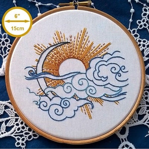 hand embroidery kit -  Sun and Moon  -  without or with hoop