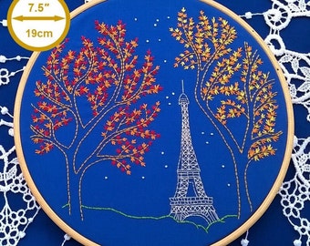 Kit de broderie traditionnelle - tour Eiffel de nuit - décoration Paris - kit de broderie débutant