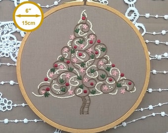 Christmas tree Embroidery KIT - Hand Embroidery pattern - DIY hoop art - christmas wall decor - needlepoint kits