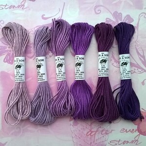 assortment of soie d'Alger - Au Ver à Soie -  6 shades of purple - embroidery threads
