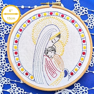 hand embroidery kit -  Mother Mary with child Jesus -  hand embroidery design - modern embroidery - Christian  Embroidery kit