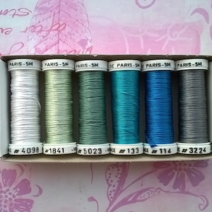 assortment of Soie de Paris - Au Ver à Soie -  6 blue shades &quot;bleu&quot; - embroidery threads