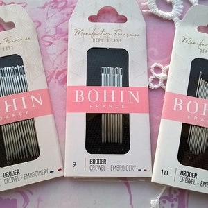 1 Pouch of embroidery needles - size 1 or 5 or 9 or 10 of your choice - BOHIN - made in France