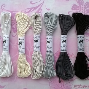 assortment of soie d&#39;Alger - Au Ver à Soie -  6 shades of &quot;black n white&quot; - embroidery threads
