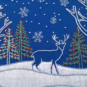 Deer snowy landscape traditional Embroidery Christmas hand Embroidery KIT christian styles hoop art needlework kit for Beginner zdjęcie 5