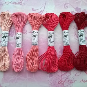 assortment of soie d&#39;Alger - Au Ver à Soie -  6 shades of pink - embroidery threads