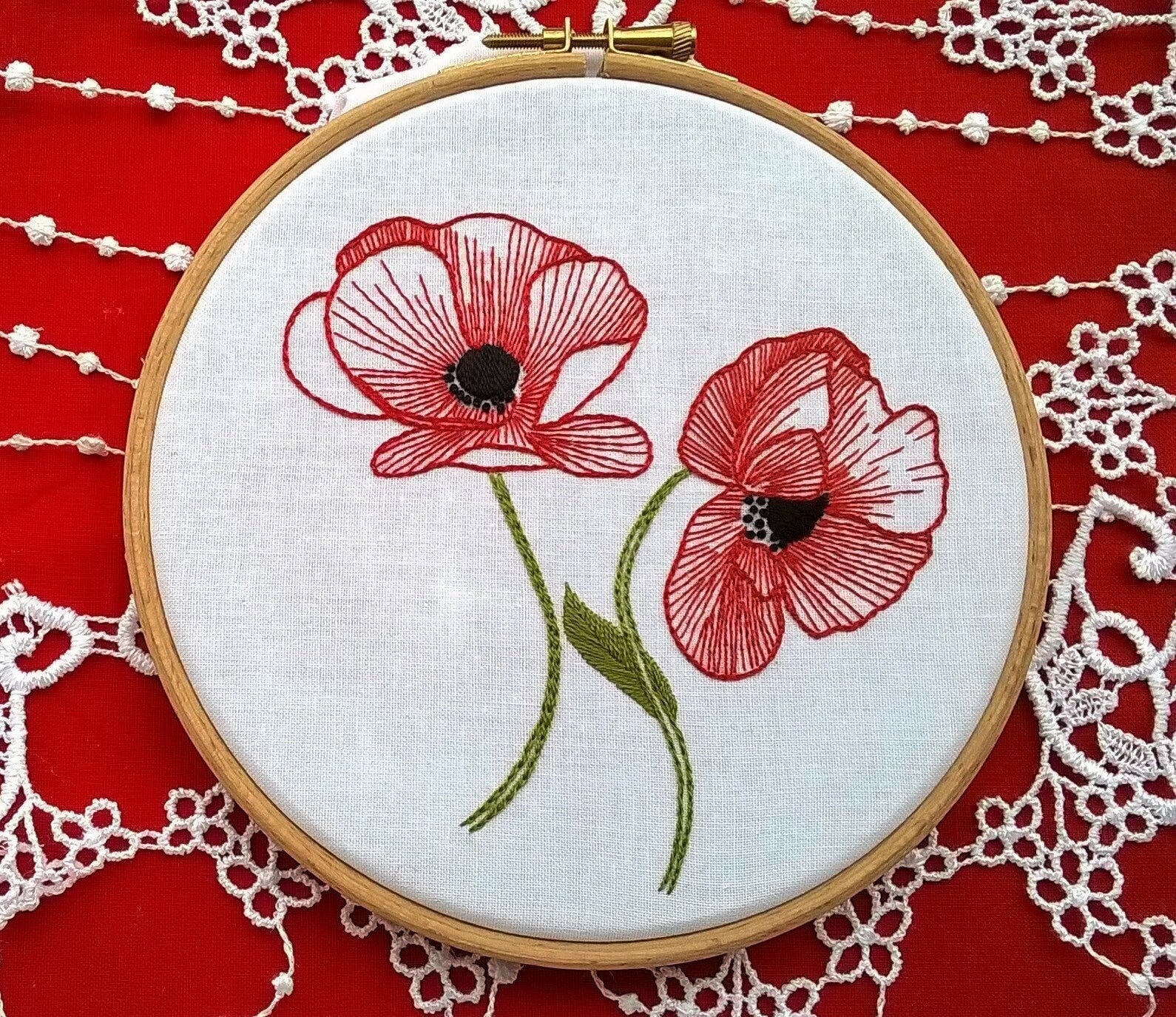 Poppy Embroidery KIT - hand Embroidery pattern - embroidery hoop art …