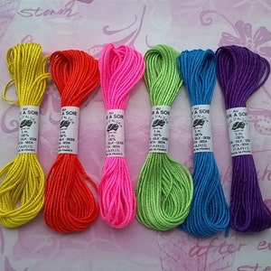 assortment of soie d'Alger - Au Ver à Soie -  6 shades of neon - embroidery threads